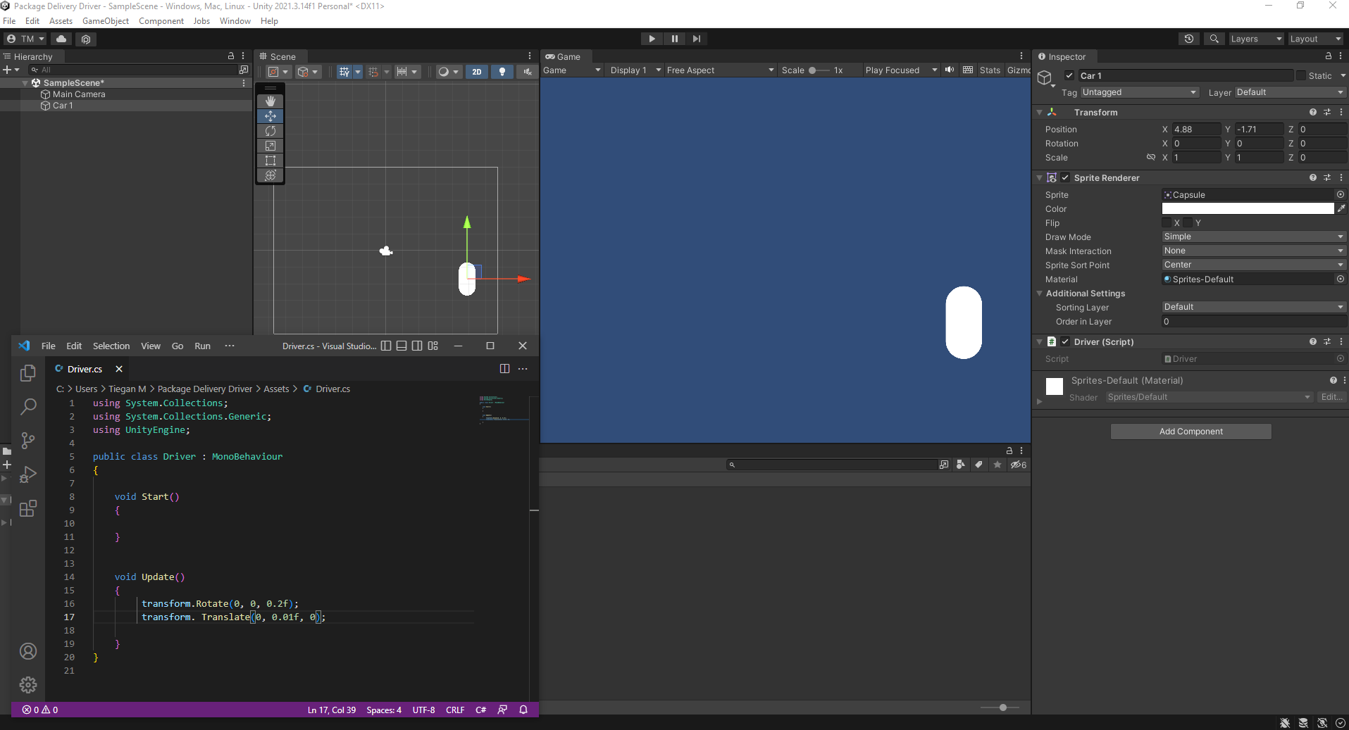 Early work of driver game